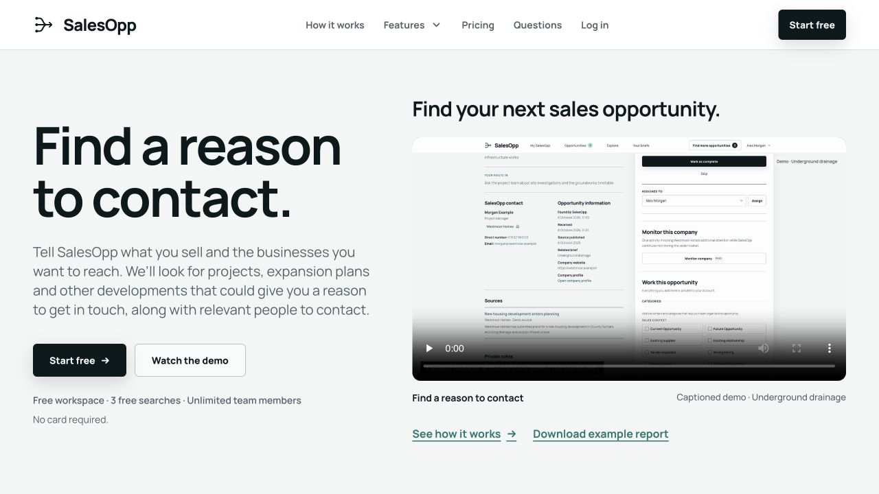SalesOpp website screenshot
