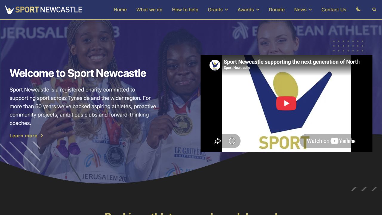 Sport Newcastle website screenshot